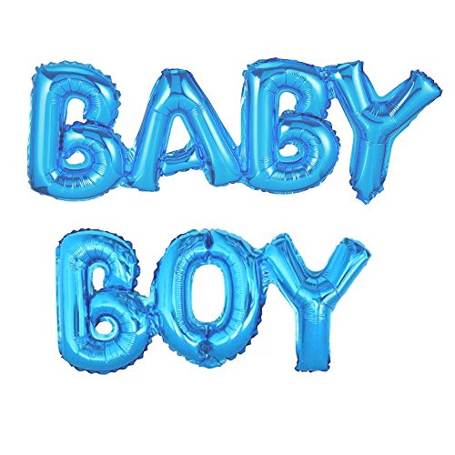 ballonfritz® Luftballon Baby Boy Schriftzug in Blau - XXL Folienballon als Geschenk zur Geburt eines Jungen, Baby-Shower-Party Deko oder Überraschung